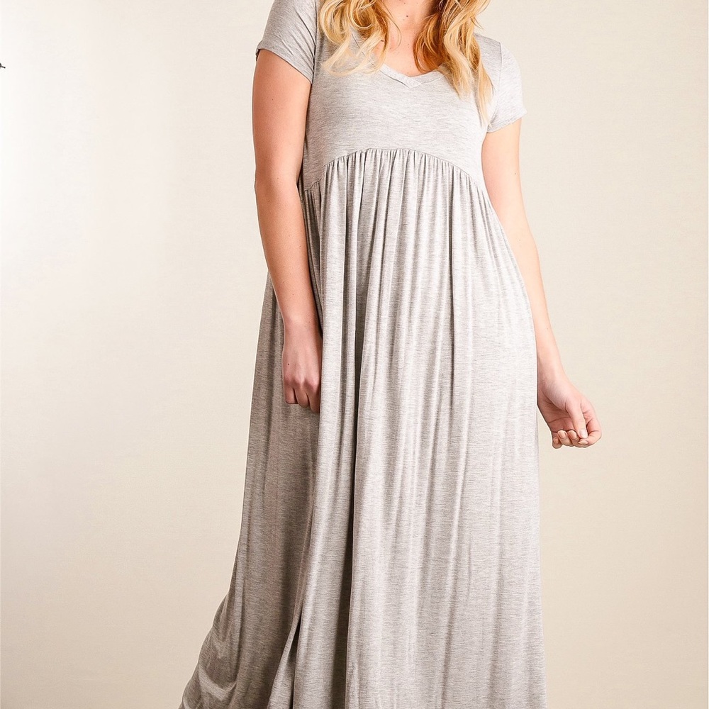 Grey Babydoll Maxi Dress